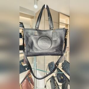 Coach Black Leather Dempsey Carryall Tote Bag With Patch & Original Tag